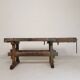 Wooden industrial workbench with vice, 194 cm long, 1930s.