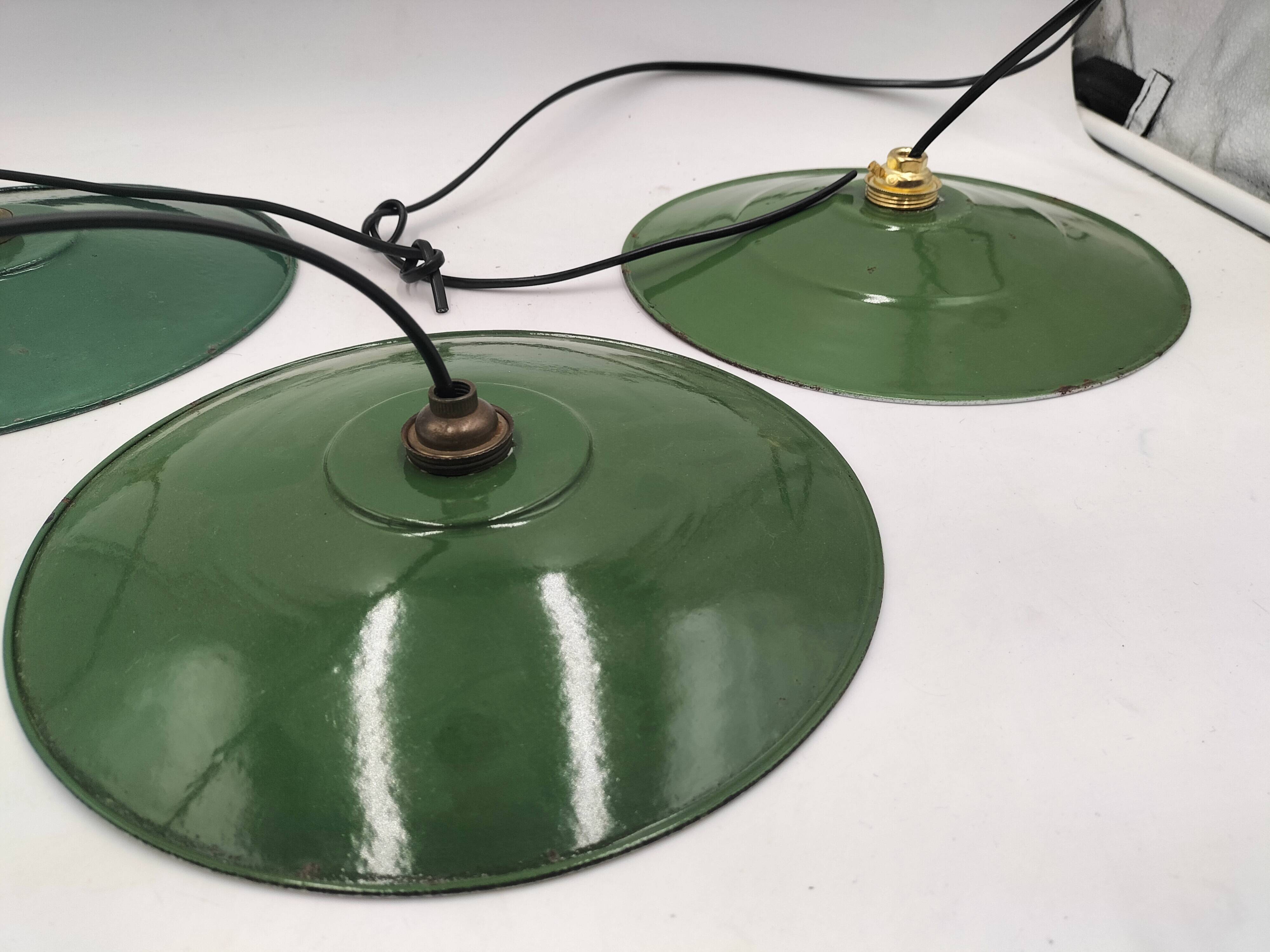 Set of 3 enameled sheet metal pendants