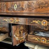 George III flap-top secretary in flamed mahogany, late 18th century