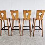 4 vintage brutalist bar stools, 1960s