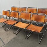 German vintage leather cantilever chairs S33 by Mart Stam for Thonet, set of 8