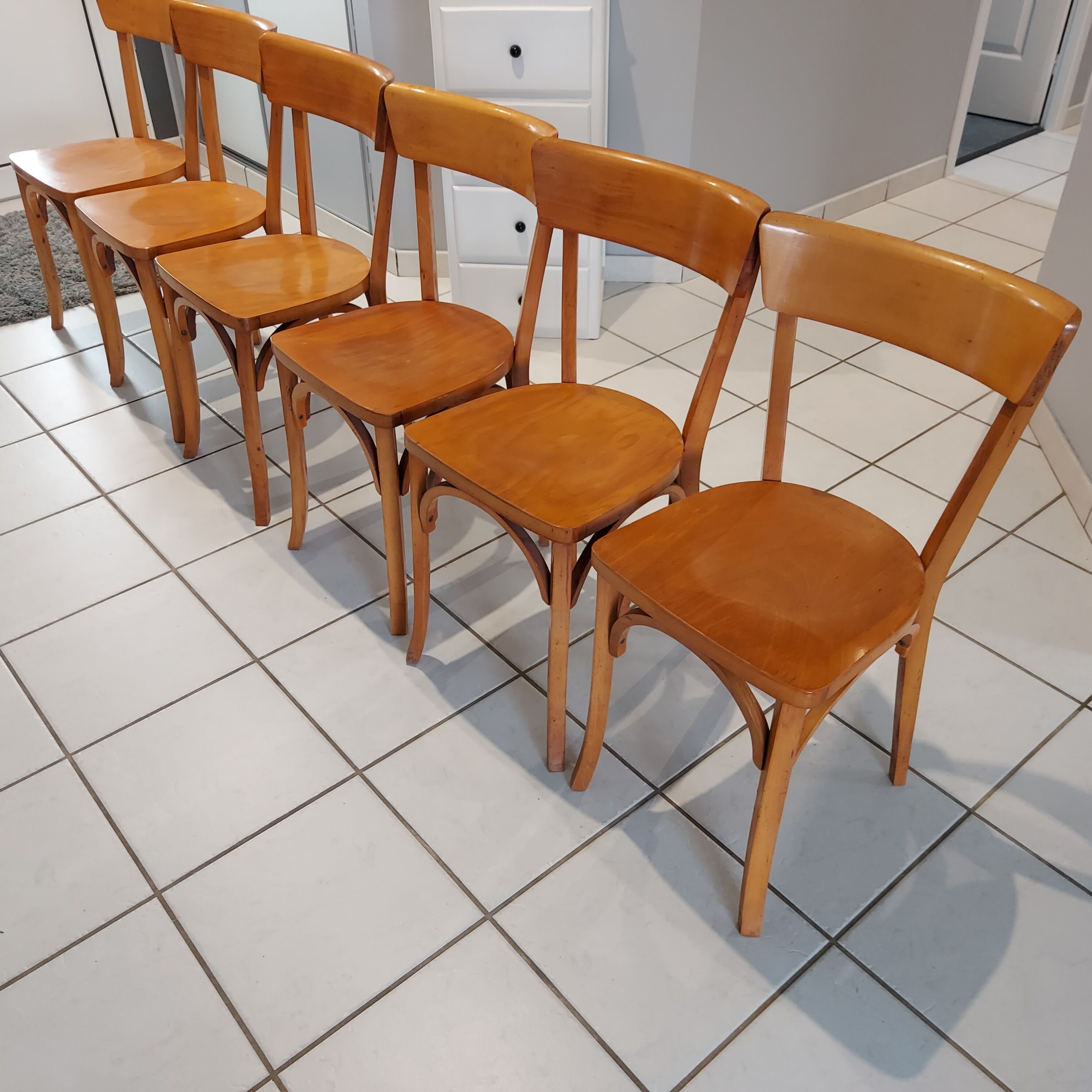 Suite of 6 chairs of Vintage Bistrot 1960s