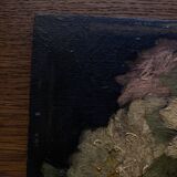 Painting of 19 roses from the garden, oil on wood.