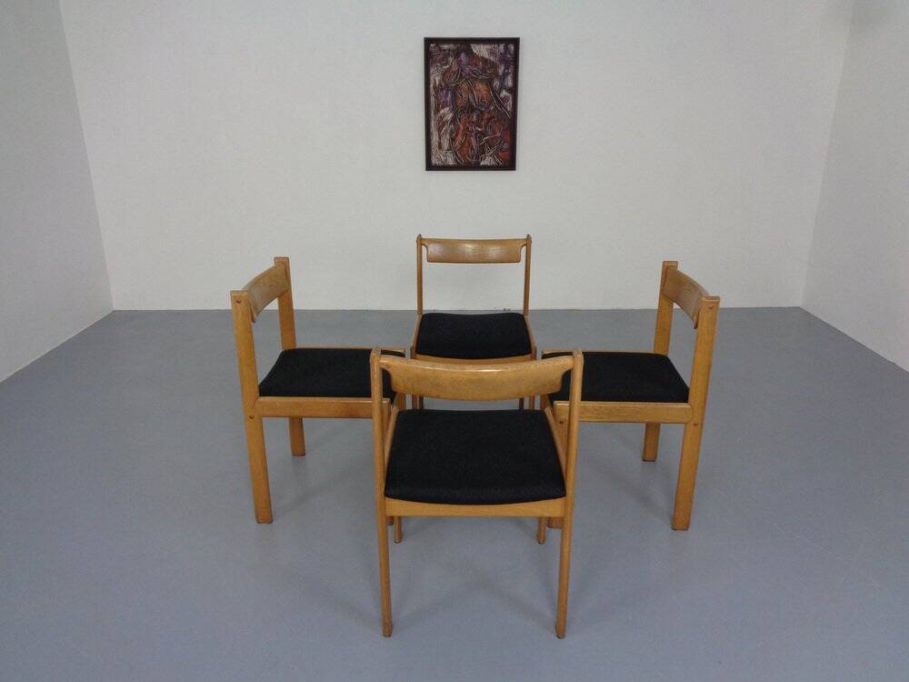 Danish Oak Dining Chairs, Set of 4, 1960s