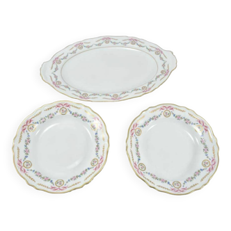 Lot trois petits plats porcelaine de limoges de style  louis xvi