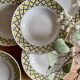 Set of 6 vintage hollow plates with yellow and black décor