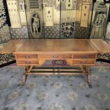 English style flat desk in leather