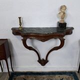 Console table wood and green marble from Aosta