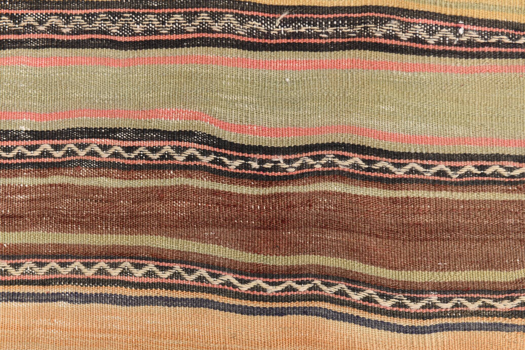 5x9 Kilim Colorful Striped Wool Kilim Rug, 152x271Cm