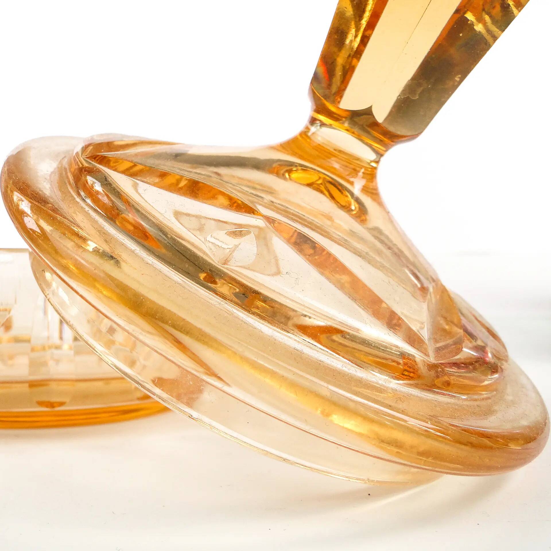 Art deco bonbonniere, orange glass, Poland, 1930s
