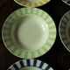 Lot 6 hollow plates Digoin Sarreguemines stripes colors