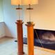 Pair of Monumental Floor Lamps in Plexiglass and Bronze, Italy, 1970s