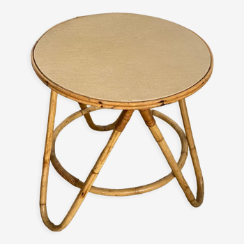 Round rattan coffee table dia 47cm 60s