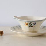 Saucière Sarreguemines, ceramic, Decoration Claude, art deco, 1930, vintage French