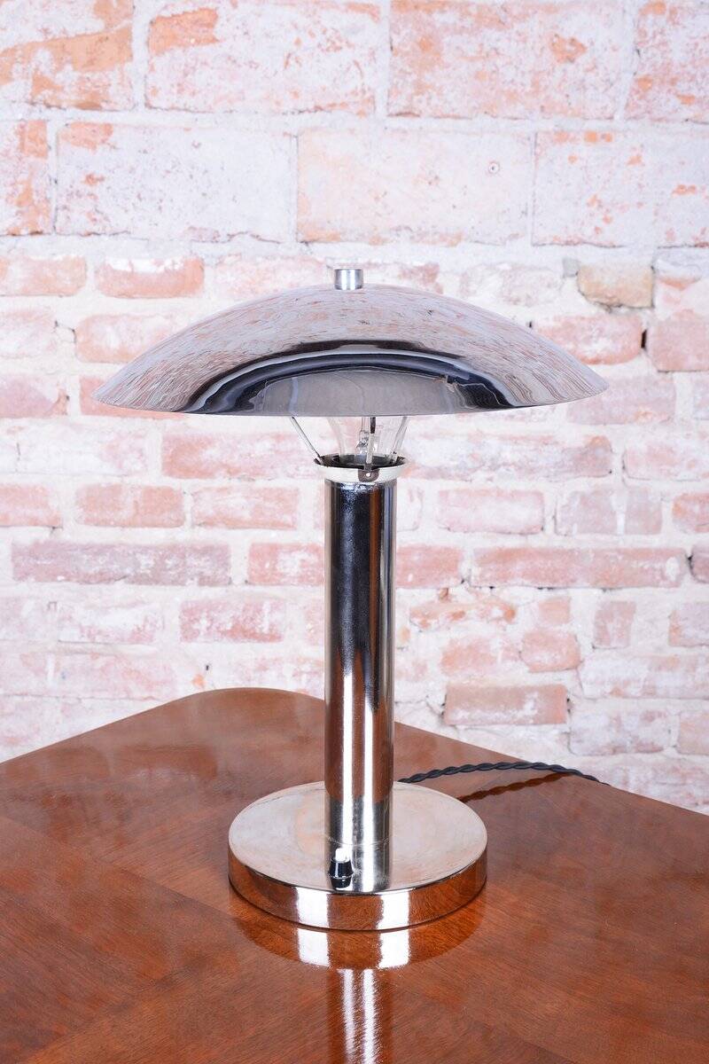 Bauhaus Table Lamp in Chrome and Steel from Miroslav Prokop, Czech, 1930s