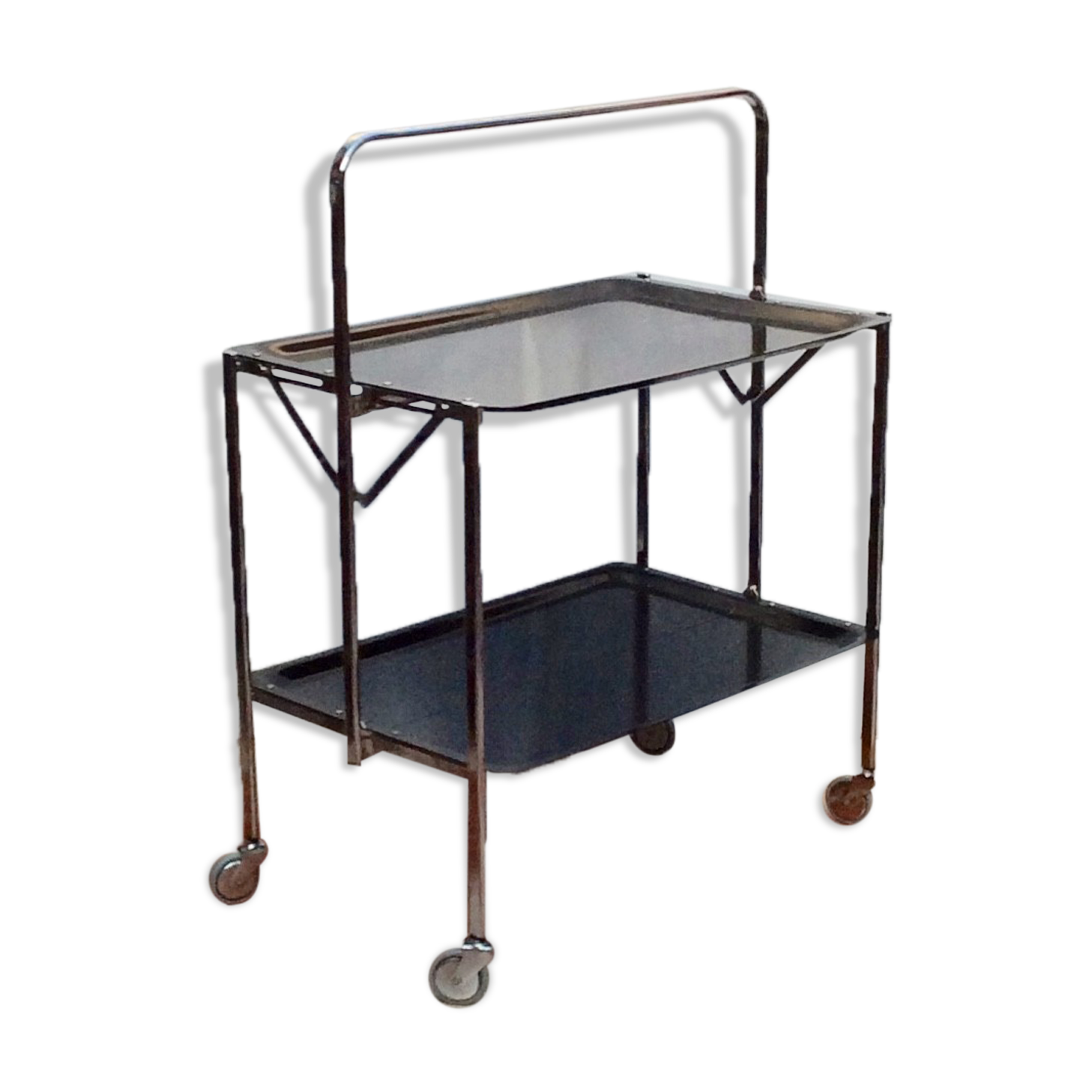 Folding dessert table rolling towards the 1970s numbered dimension: H -82cm- L-41cm- Pr-41cm-