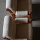 Henning Kjærnulf, lounge chairs in oak and lambswool, mid-century Danish, 1960s.