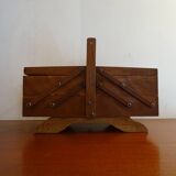 Sewing basket to lay vintage wood