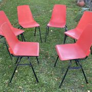 Set of 6 vintage red Fantasia chairs from the 1960s