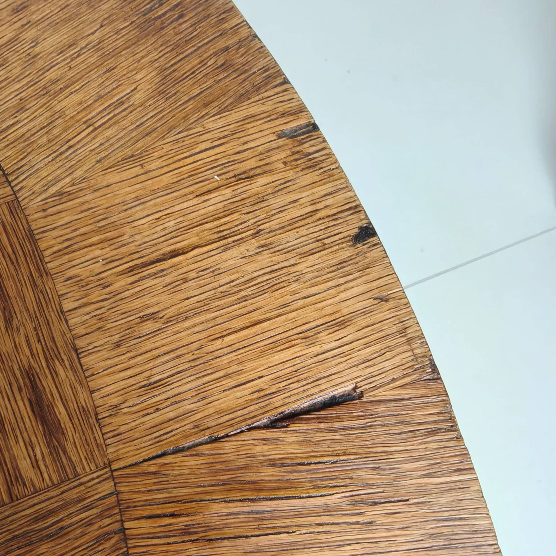 1920s Belgian Art Deco oak parquetry dining table