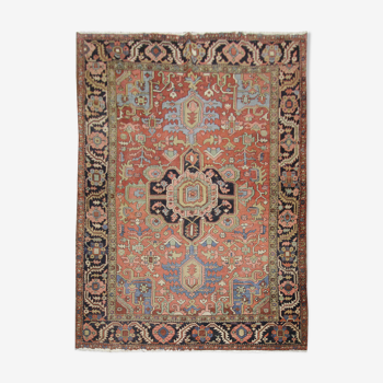 Handmade Persian Heriz Carpet, Large Tribal Wool Rug- 280x220cm