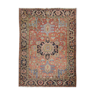 Handmade Persian Heriz Carpet, Large Tribal Wool Rug- 280x220cm