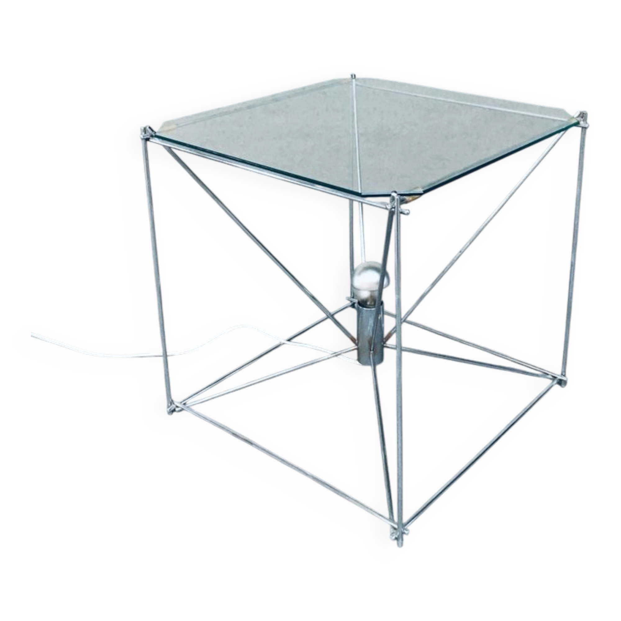 Cubist coffee table with lamp attributed to Max Sauze, France 1960s