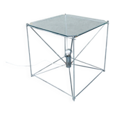 Cubist coffee table with lamp attributed to Max Sauze, France 1960s