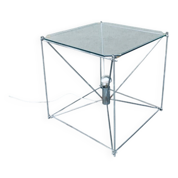 Cubist coffee table with lamp attributed to Max Sauze, France 1960s
