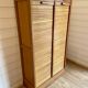 Vintage filing cabinet with double curtains, oak, Charles Schneider, Betschdorf.