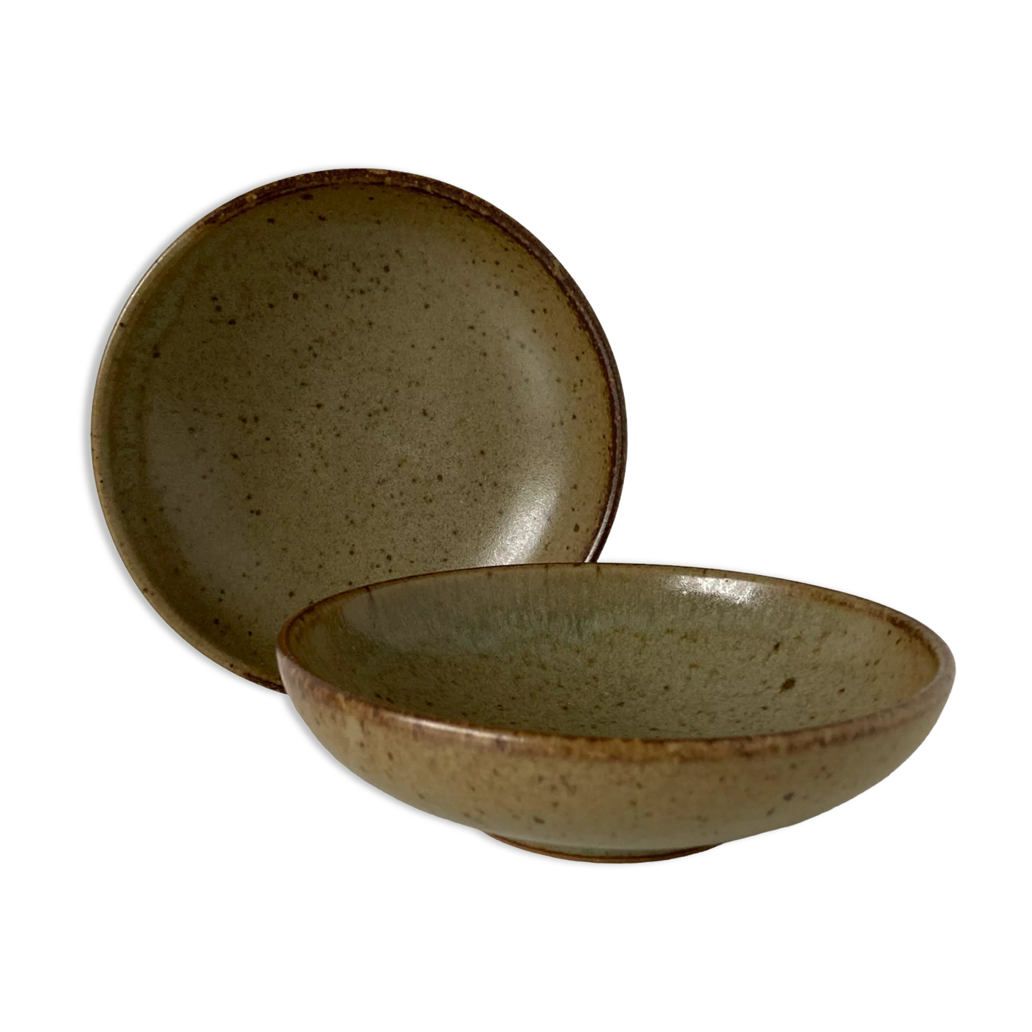 Beautiful pair of Japanese cups or bowls in Taizé stoneware