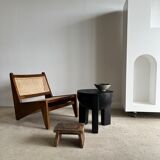 Monoxyl sofa end in black mango tree tripod half-sphere tray h:45 d:44