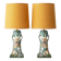 Pair of Dutch Art Nouveau Ceramic Table Lamps, circa 1915, with New Ochre Linen Shades