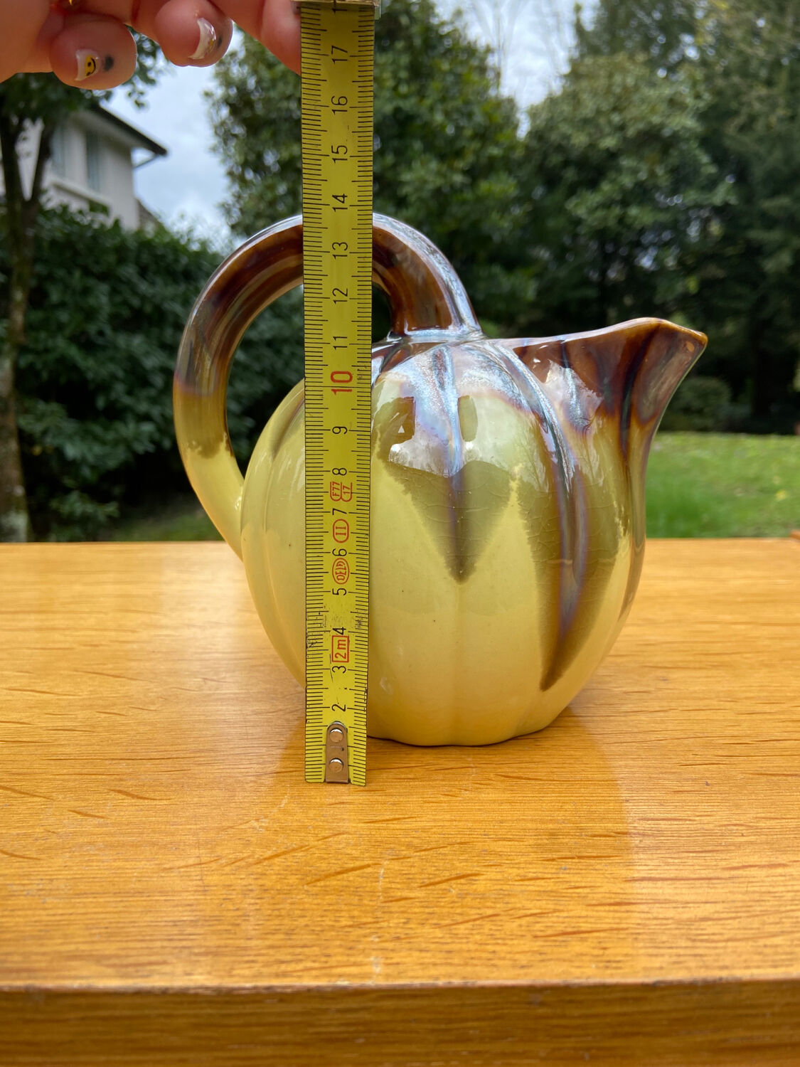 Vintage yellow stoneware pitcher