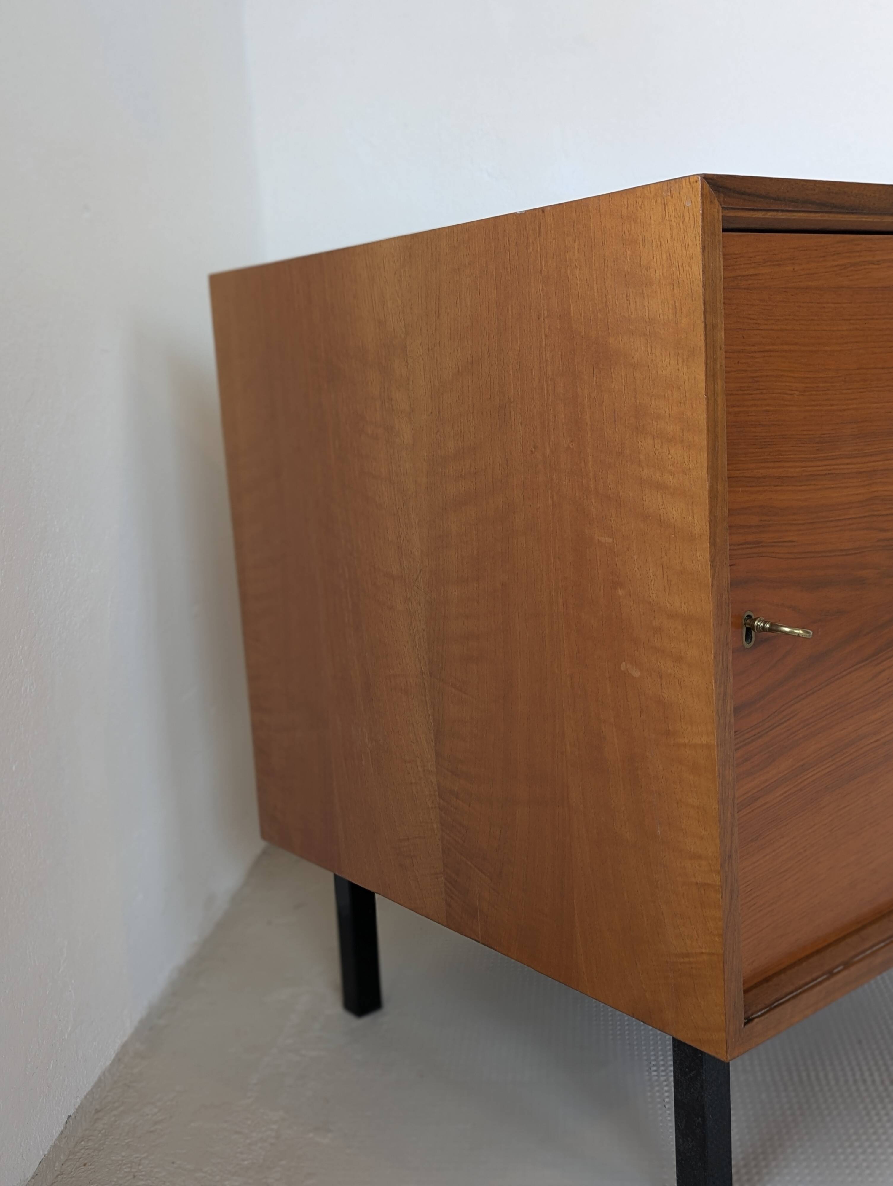 Small wooden and metal side table, 1970s