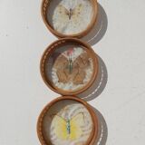 Plateau and 6 rattan and plexi butterfly glass undersides