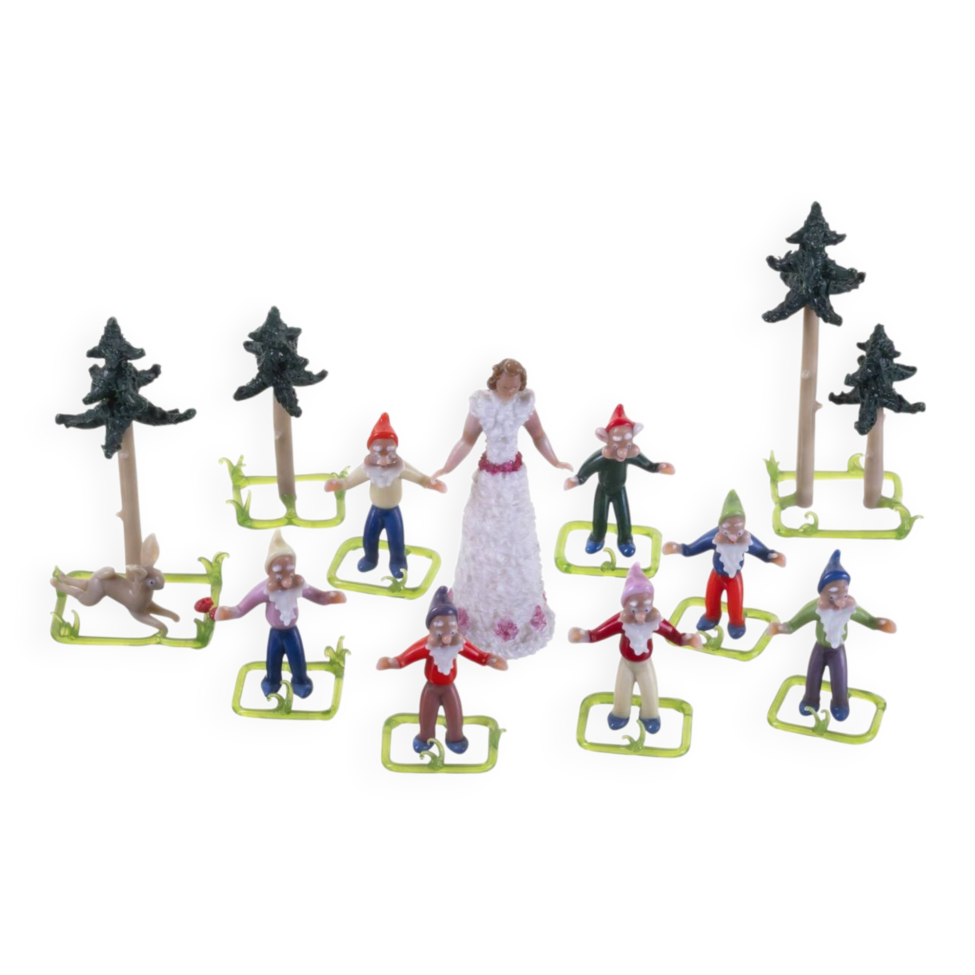 Vintage Glass Figurine Set, Jaroslav Brychta, 1930s–1940s