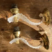 Vintage plexiglass wall lights in Hollywood Regency style from the 1960s.
