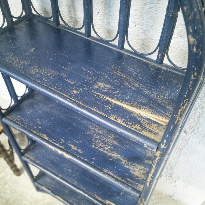 Blue rattan shelf