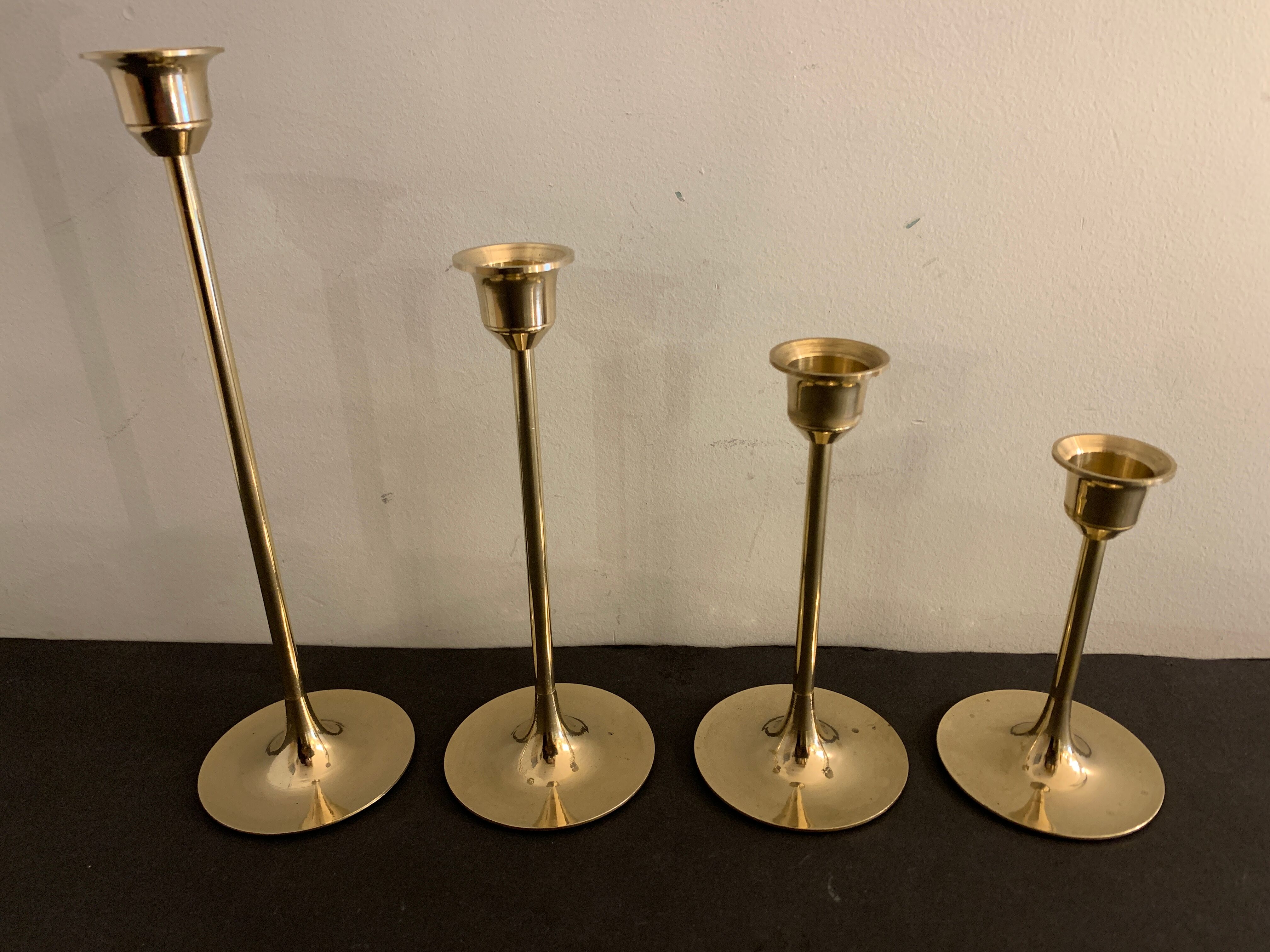 4 Scandinavian brass candle holders