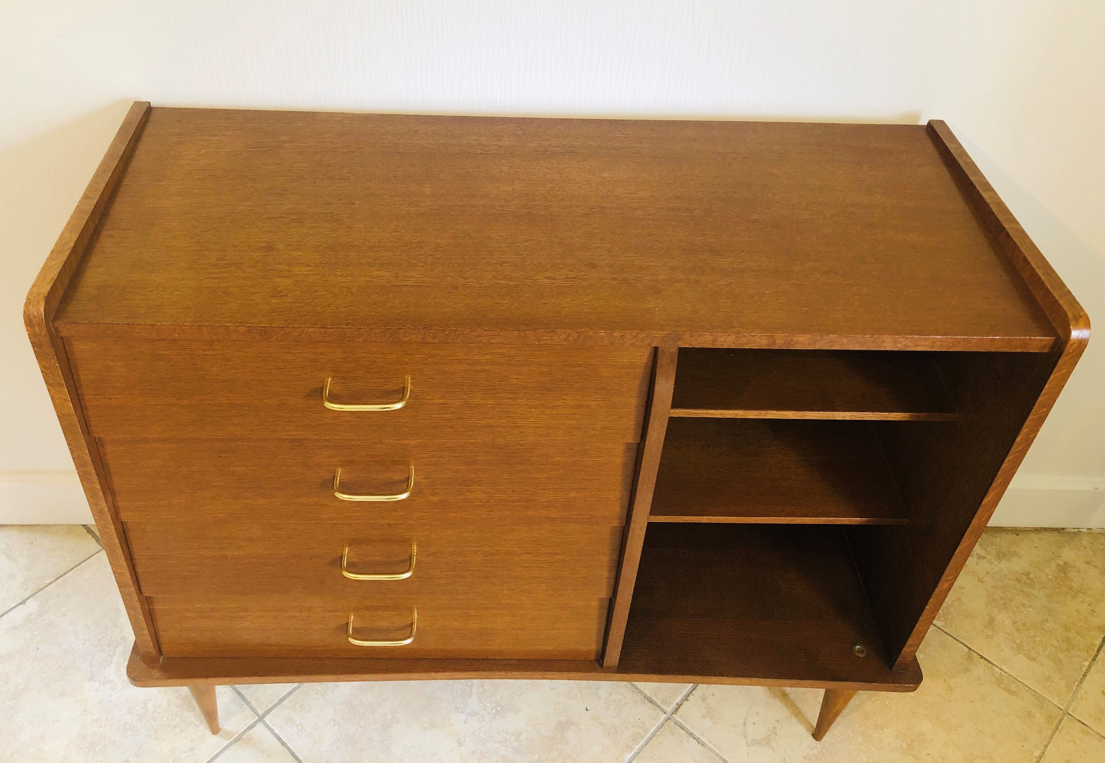 Scandinavian style dresser with 4 drawers and storage, circa 60