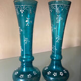 Pair of enamelled glass vases