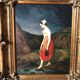 Oil on canvas 19th century "Breton woman crossing a stream"