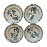 Set of 4 hollow plates, foliage decorations, Manufacture de St-Amand-les-Eaux