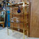 Shelf metal gilded smoked glasses 70's