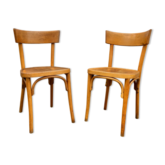 Pair of vintage bentwood curved wooden bistro chairs