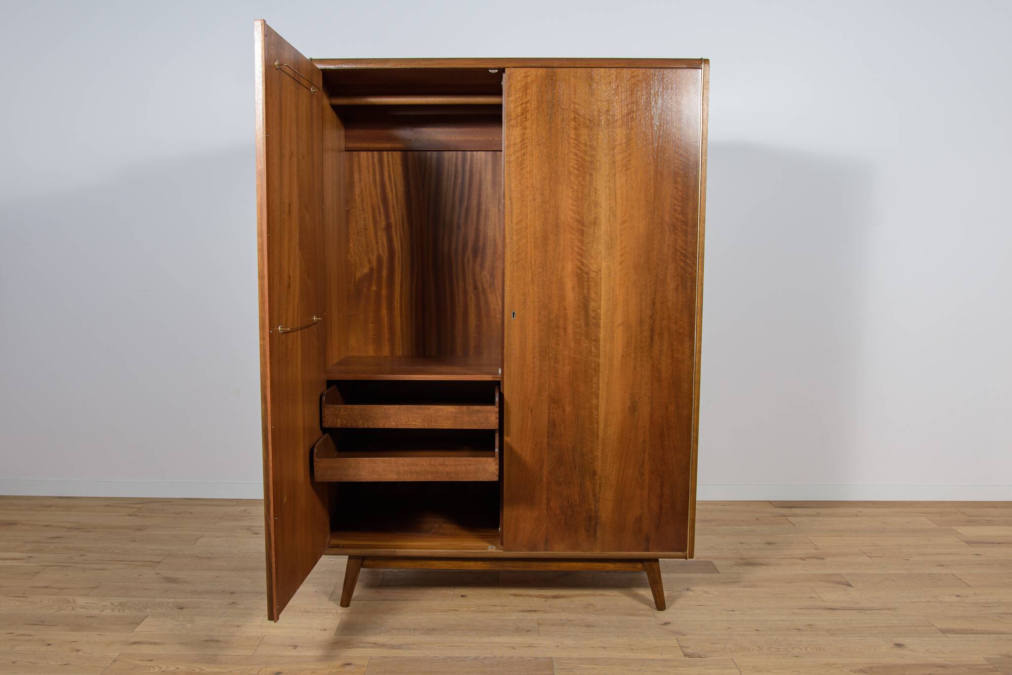 Ash & Walnut Wardrobe by Bohumil Landsman for Jitona, Czechoslovak, 1960s