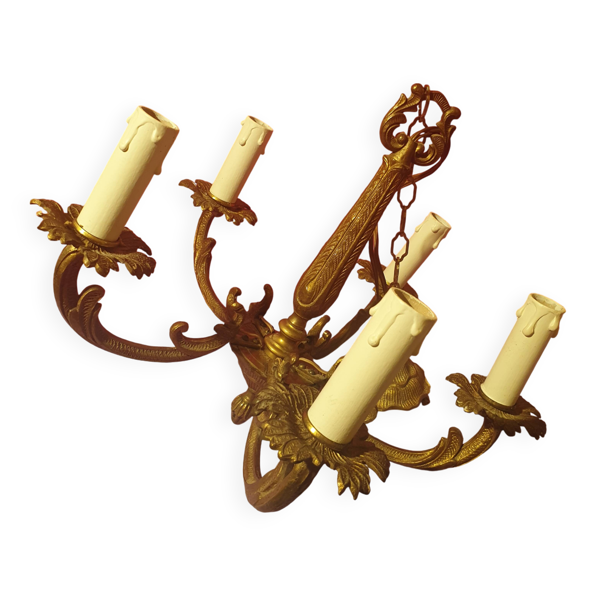 Louis XV style 5-light bronze chandelier