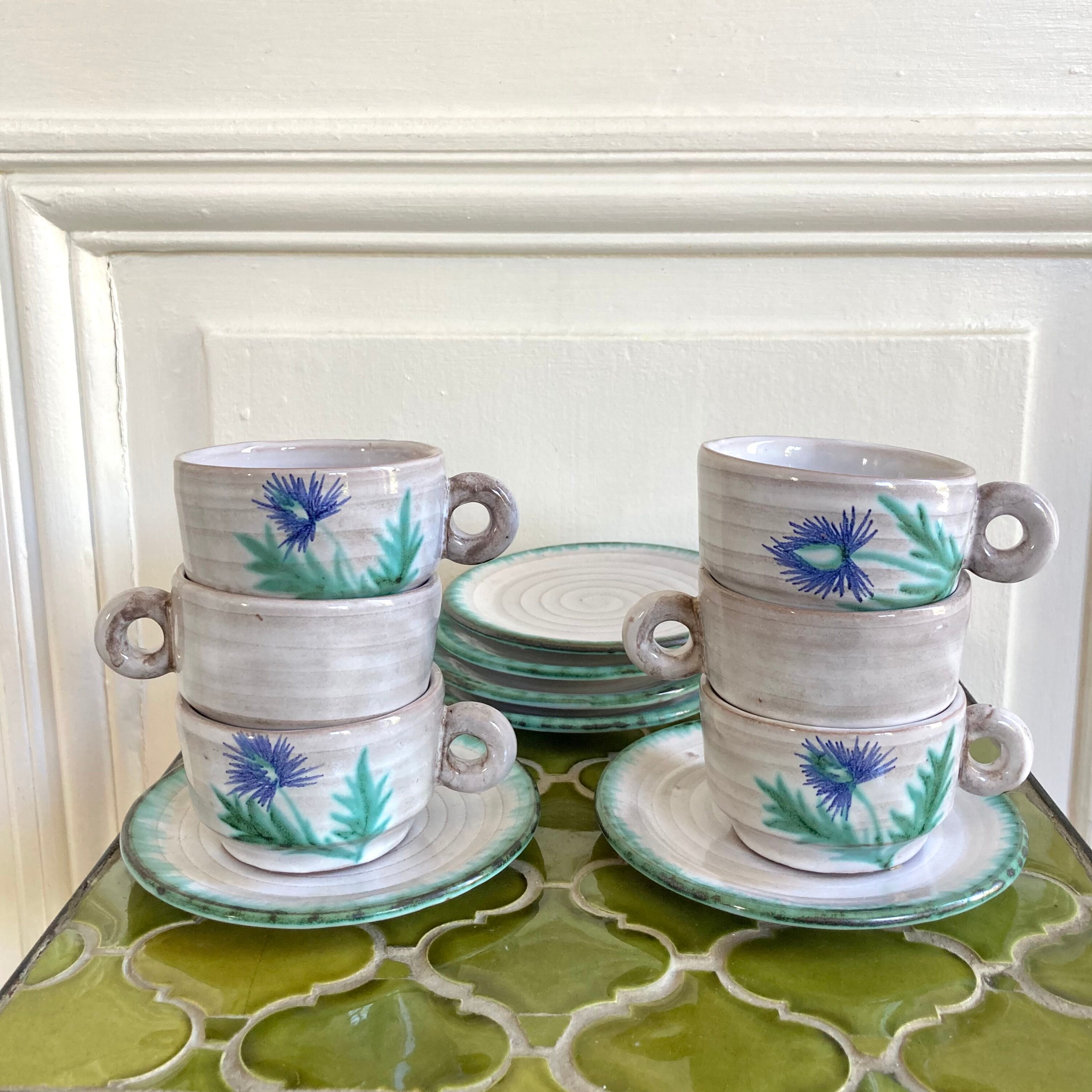 Ceramic mugs 70 hand-painted thistles