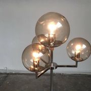Chrome and glass floor lamp in mid-century German space style by Hustadt Leuchten, 1960s.